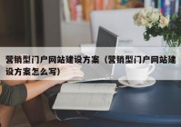 营销型门户网站建设方案（营销型门户网站建设方案怎么写）